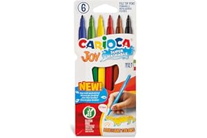 Carioca Pennarelli Joy Paperboard Wallet, Pennarelli Colorati per Bambini con Punta Fine, Ideali per Disegnare e Colorare, Super Lavabili, Colori Assortiti, 6 Pezzi