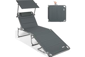 Homecall - Tumbona plegable XXL con parasol, espuma de secado rápido, Antracita