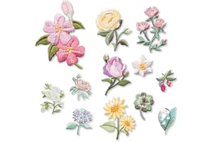 CYLOCRYA 14 Stück Aufbügeln Blumen Bestickte Aufnäher, Hochwertige Bügel-Patches, Vielfältige Designs für Jeans, Hemden & Jacken, Einfache Anwendung