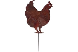 ‎CRISPE HOME & GARDEN Crispe Gartenstecker Dekoration Edelrost - Huhn - Metall rostige Dekofigur - Höhe 40 cm
