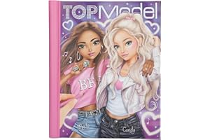 Depesche 13722 TOPModel My BFF - Malbuch mit LED und Sound, mit mehr als 40 vorgedruckten Seiten zum Gestalten, Set inkl. Papier, Schablone, Sticker UVM.