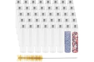 HAKZEON 40 PCS 110ml Plastic Test Tube with Caps, 150 x 34 mm Clear Test Tubes with Cleaning Brush for Scientific Experiments, Plant cultivation, Party Decoration, Salt Container