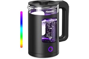 Haooair Kettle, 1.5 Liter Electric Kettle with 7 Colored Lights, Easy to Clean Glass Kettle, Fast Boil Quiet, BPA-Free, Boil-Dry Protection