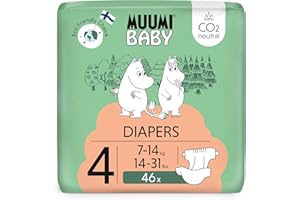 DELIPAP Pañales Muumi Baby Eco Talla 4, 7-14 kg, 46 pañales premium con barrera antifugas | suaves y agradables para la piel, transpirables, absorbentes, sin productos químicos innecesarios |