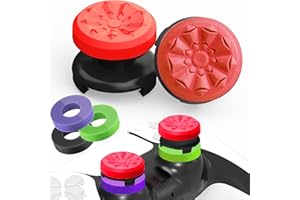 TEUVO PS5 Controller Thumb Grips for PS4 Controller, 2Pcs Thumb Grips Caps & 3Pcs Precision Rings, Aim Assist Thumbstick Grips Caps Silicone Joystick Accessories Kit, Improved Comfort & Accuracy