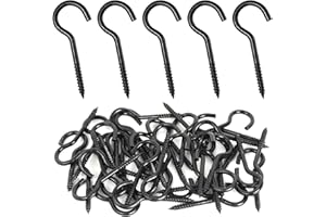 JOYSKY Schraubhaken Schwarz 40 Stück Haken Schrauben 50mm Tragfähig 14-23kg, Edelstahl Haken zum Schrauben Schraubhaken Set Hakenschraube Einschraubhaken zum Befestigen von Pflanzen, Markisen, Lampen