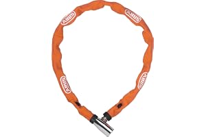 ABUS Kettenlås 1500 Web, 60 cm, Orange | Cykelkätting med 4 mm stålkedja, automatisk låsning, specialstål, textilhölje för la