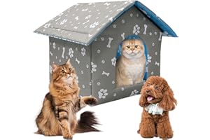 BORDEAG Casetta Per Gatti Da Esterno, Cuccia Per Gatti Da Esterno, Cuccia Per Animali Domestici, Casa Per Gatti Da Esterno, Casetta Esterni Gatti Resistente Alle Intemperie, Pieghevole, Per Animali Domestici