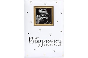 Pearhead My pregnancy journal, libro dei ricordi del bambino, libro dei ricordi della gravidanza, bianco e oro con cuori neri
