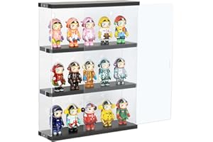 Nynelly 3 Niveles escaparate para colección de acrílico, Caja de acrílico de exposición de Pared, Vitrina Transparente con Puerta para Mini Funko Pop, Figura, 29,3x8,5x38cm, Negro