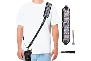 ARVOK Paski do aparatu dla fotografów, pasek na szyję do aparatu z szybkim odpinaniem i paskiem bezpieczeństwa, regulowany pasek na ramię aparatu do aparatu Nikon Canon, Sony Fuji DSLR