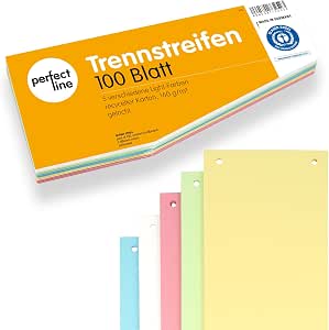 Divisori Per Raccoglitori A4 Perfect Line – 200 Pezzi, 5 Colori, Forma Trapezoidale, In Cartone Riciclato E Certificati Blauer Engel