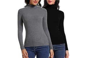 CARCOS Rollkragenpullover Damen Long Sleeve Shirt Basic Turtleneck Top High Collar Slim Fit T-Shirt Top for Autumn Winter