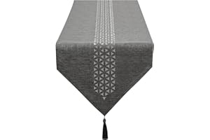 SANLEHAUSE Camino de Mesa Moderno Gris 40 x 270 cm, Lino Camino de Mesa Hueco, Liso, Elegante y de fácil Cuidado para Mesa de Comedor, Mesa de Centro, Restaurante, Decoración