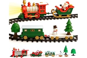 Toyana Electric Train Set for Kids - 22 PCs Classic Railway Toy with Realistic Lights & Sounds Battery Operated Locomotive, Christmas Tree Decoration Railway Model Gift Set for Children 3+ Years