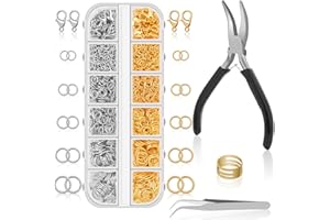 Anezus Biegeringe für Schmuckherstellung und Halsketten mit Biegeringzange und offenem Biegering (1200 Stück Silber und Gold)