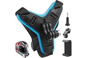GZcaiyun Soporte para Casco de Motocicleta, Soporte de Correa para Casco de Motocicleta, Ajustable, Soporte Camara Casco Moto Compatible con GoPro y la Mayoría de Cámaras de Acción