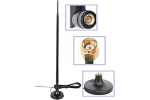 GP ELECTRIC Dual Band Wi-Fi 9dbi Booster Long Range Omni Directional 2.4/5Ghz 802.11n/b/g Antenna with RP-SMA Male Connector on Magnetic Base (19,5"/50cm RG174 Coaxial Cable)