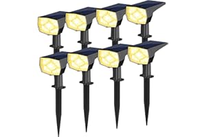 VOLISUN Lot de 8 Spot Solaire Exterieur, 64 LED 3 Modes Lampe Solaire Exterieur Jardin, IP65 Étanche Projecteur Solaire Exterieur Pour Jardin, Cour, Allée, Chemin(Blanc Chaud)