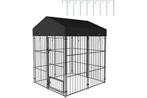 BINGOPAW Grande Kennel Recinto cani esterno: Gabbia Canile Box per cani da esterno con Copertura Tettoia Impermeabile Protezione UV per Campeggio - con Pali in Metallo Robusto