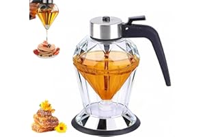 JENNGAOO Dispenser per Miele, 200ml Dosatore Miele Antigoccia Dispenser per Miele in Vetro Contenitori per Miele in Vetro Trasparente con Maniglia per Conservare Sciroppo d'acero Salsa di Soia Cucina Vino