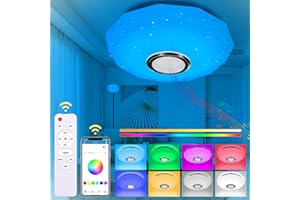 NEEMOSI Plafonnier Bluetooth, 30W Plafonnier LED avec Télécommande et Contrôle APP, Dimmable, Luminosité Réglable, Changement de Couleur RGB, Adapté à la Chambre à Coucher, à la Chambre D'enfant, au Salon