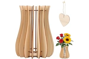 QITIXI:OU Holzvase für Lego Blumen, Holzvase für Lego Blumen, Vase für blumenstrauß Bausatz Holzpuzzle Blumenvase Blumenständer für Rosen, Kirschblüten, Sonnenblumen, Tulpen, Narzissen, Lotus (A)