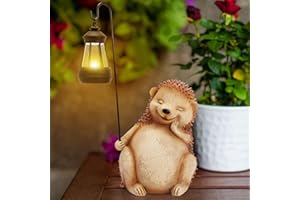 Cuteefun Statue Solaire de Jardin Hérisson Ornament Outdoor, Figurine d'animal de Jardin Avec Lumière Solaire, Hérisson Décoratif pour la cour, Cadeau de Pendaison de Crémaillère