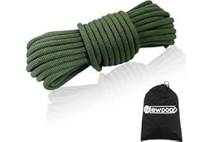 NewDoar CE & UIAA Certifié Corde d'escalade Statique 14KN / 18KN 8mm(5/16in)-10mm (3/8in) Corde d'escalade Haute Résistance Corde de Cordon Accessoire à Double Tresse pour Prusik Hauling Dragginge