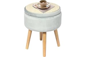 Bonlife Ottoman Storage Box Foot Stool Seat Toy Box Storage,Ottoman Cofee Table Velvet with wood 4 Legs,Light Blue 36x36x45cm