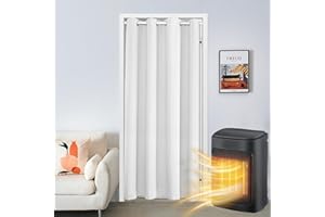 SK Studio Zasłona do drzwi, zaciemniająca, zapewniająca izolację termiczną i prywatność, z przelotkami do drzwi, do oddzielenia pokoju, do przedpokoju, okna, biała, 86 x 203 cm (szer. x wys.)