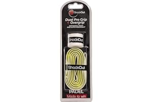 ShockOut Dual Pro Grip + Overgrip (Blanco/Amarillo) - Sistema Combinado de absorción de Impacto y Mejora de Agarre para Deportes de Raqueta