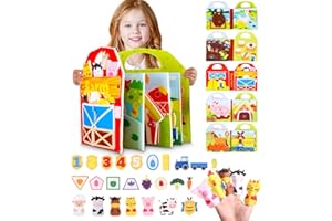 Syvory Busy Board Montessori, 20 en 1 Busy Board Juguetes, Granja Tablero Sensorial, Motricidad Fina Juguetes Niños 1 2 3 4 Años, Educación Temprana Libro Bebe, para Niños Niñas Cumpleaños Navidad