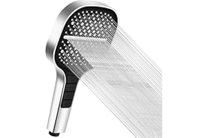 HUIFOO Soffione ad Alta Pressione Quadrato Cromato - 7 Funzioni Getto, Anticalcare, Risparmio Idrico Universale per Doccia, Shower Head
