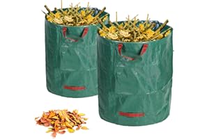 PECEWLOS 2pcs x 270L Bolsas de Basura Sacos De Jardín, Gran Capacidad, Plegables y Reutilizables, para Residuos de Jardín, Hojas Secas, Restos de Poda, Residuos de Plantas， Estables a los Rayos UV