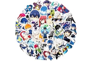 SANMATIC 50 pegatinas BLUE LOCK de anime para ordenador portátil, parachoques, monopatín, botellas de agua, ordenador, teléfono, paquete de pegatinas de anime para niños/adolescentes