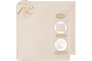 LEFEIRR 2 Pièces Toile à Fromage, Gaze de Coton de Lait de Noix, Tissu Filtrant en Coton 100% Naturel, Chiffon à Vapeur de Cuisine(40 x 40 cm)