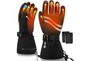 Rasfalo Beheizbare Handschuhe Herren Damen, Wiederaufladbare Elektrische Beheizte Handschuhe mit 2600mAh Akku 3 Heizstufen, Winter wasserdichte Handwärmer Handschuh Beheizbar