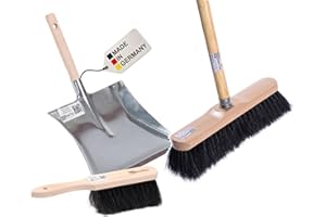 ‎BAWITEC BawiTec Rosshaarbesen Zimmerbesen sehr weich Breite 30cm Buchenholz lackiert mit Metallgewinde Stubenbesen Kehrbesen Haushaltsbesen mit ohne Stiel Metallstiel Holzstiel (Komplett-Set mit Holzstiel)
