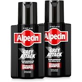 Alpecin Grey Attack Caffeine &amp; Colour Shampoo for Men 2x 200ml | Gradually Darker and Stronger Hair | Controlled and Natural