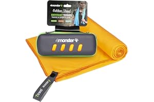 4Monster Serviette en microfibre avec étui de transport, serviette de voyage super absorbante, serviette à séchage rapide, serviette de camping, idéale pour la gym, la plage, la natation, la randonnée