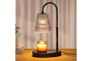 CZHHMART Candle Warmer Lamp with Timer - 2 Bulbs Electric Melter Candle Lamp with Dimmable Candle Heater for Wax Top Jar Height Adjustable Glass Lampshade Candles Flameless Burner