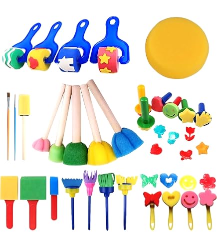 Kit De Peinture 17 Pièces – éponges Et Pinceaux Pour Enfants, Outils Créatifs DIY Dès 2 Ans – Maternelle Et Art