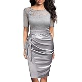 Mmondschein Women's Vintage Lace Short Sleeve Casaul Party Business Work Dress