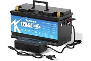 KEPWORTH 12.8V 100Ah LiFePO4 Battery Rechargeable Lithium Battery with 100A BMS, 4000-15000 Deep Cycles, Grade A Lithium Iron Phosphate Battery cells, for Trolling Motor, Boat, Rv, Solar