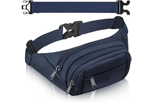 SUPHOSMT 4 Taschen Bauchtasche Damen mit 35 cm verlängertem Gürtel Gürteltasche Herren Große Kapazität wasserdichte Hüfttasche Blue für iPad mini & iPhone 12 pro max- Bauchtasche für Sport