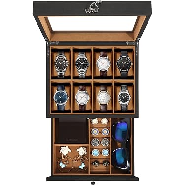 Scatola Porta Orologio In Tessuto - Espositore Vetrina Per 1-3 Orologi - Regalo Uomo/Donna