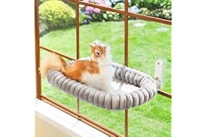 Zakkart SnugCloud Foldable Cat Window Perch - Cordless, Ultra Soft Machine Washable Bed with 4-Sided Bolster, Metal Frame - Window Hammock for Large Cats and Kittens (Gray, Medium)