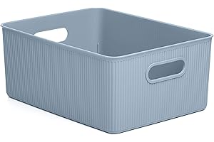 Tatay Cesta Almacenaje Plastico 15 L Baobab | Caja Organizadora | Asas Integradas | Diseño Compacto y Versátil | Plástico Libre de BPA | 29,4x38,5x16 cm, Azul