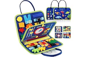 JXADVOK Busy Board Montessori Toy for Kids, Educational Learning Activity Sensory Board, Developing Sensory Toy for Fine Motor Skills for 1-3 Year Old, Travel Toy for Plane Car, Gift for Boys Girls-blue